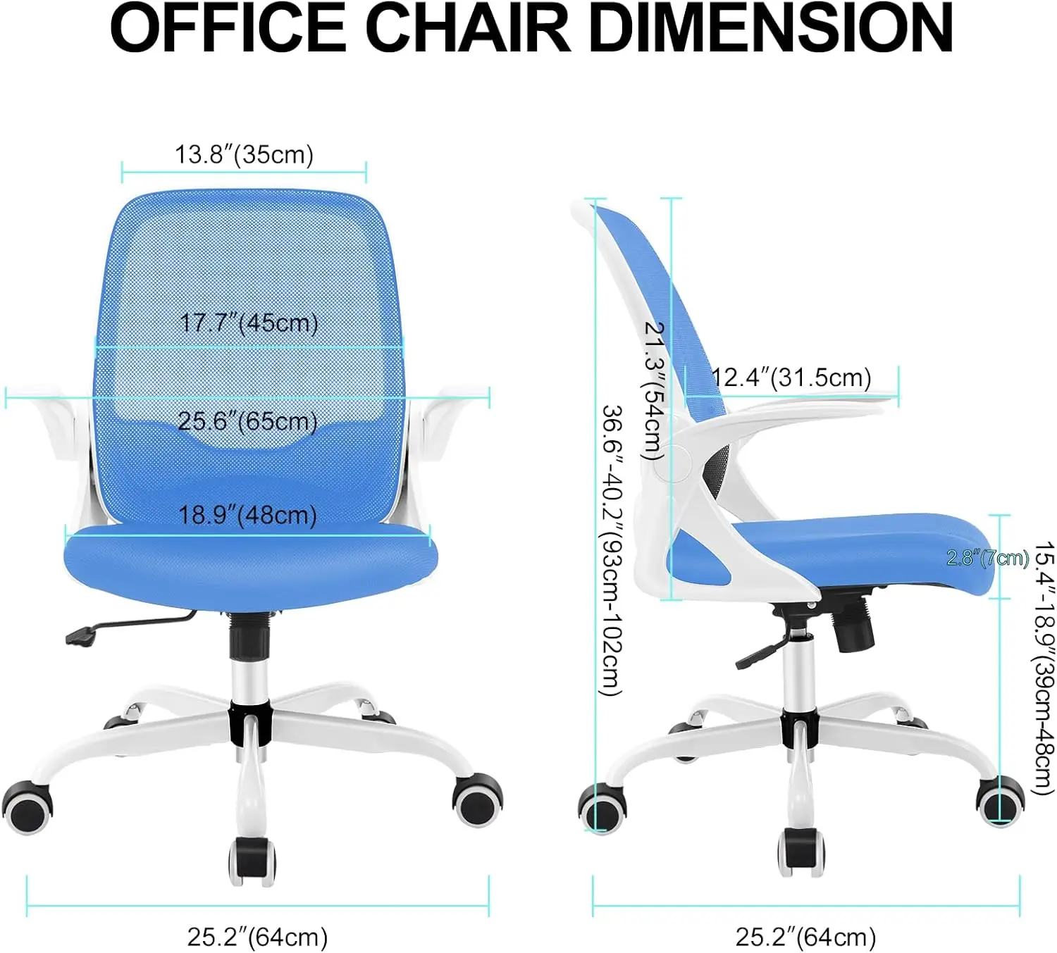 Office Chair, Ergonomic Desk Chair, Breathable Mesh Computer Chair, Comfy Swivel Task Chair with Flip-up Armrests