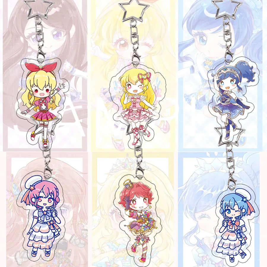 Aikatsu Acrylic Keychain Ichigo Hoshimiya Aoi Kiriya Ran Shibuki Anime Keyring Girl Bag Pendant Cartoon Decor Birthday Gift