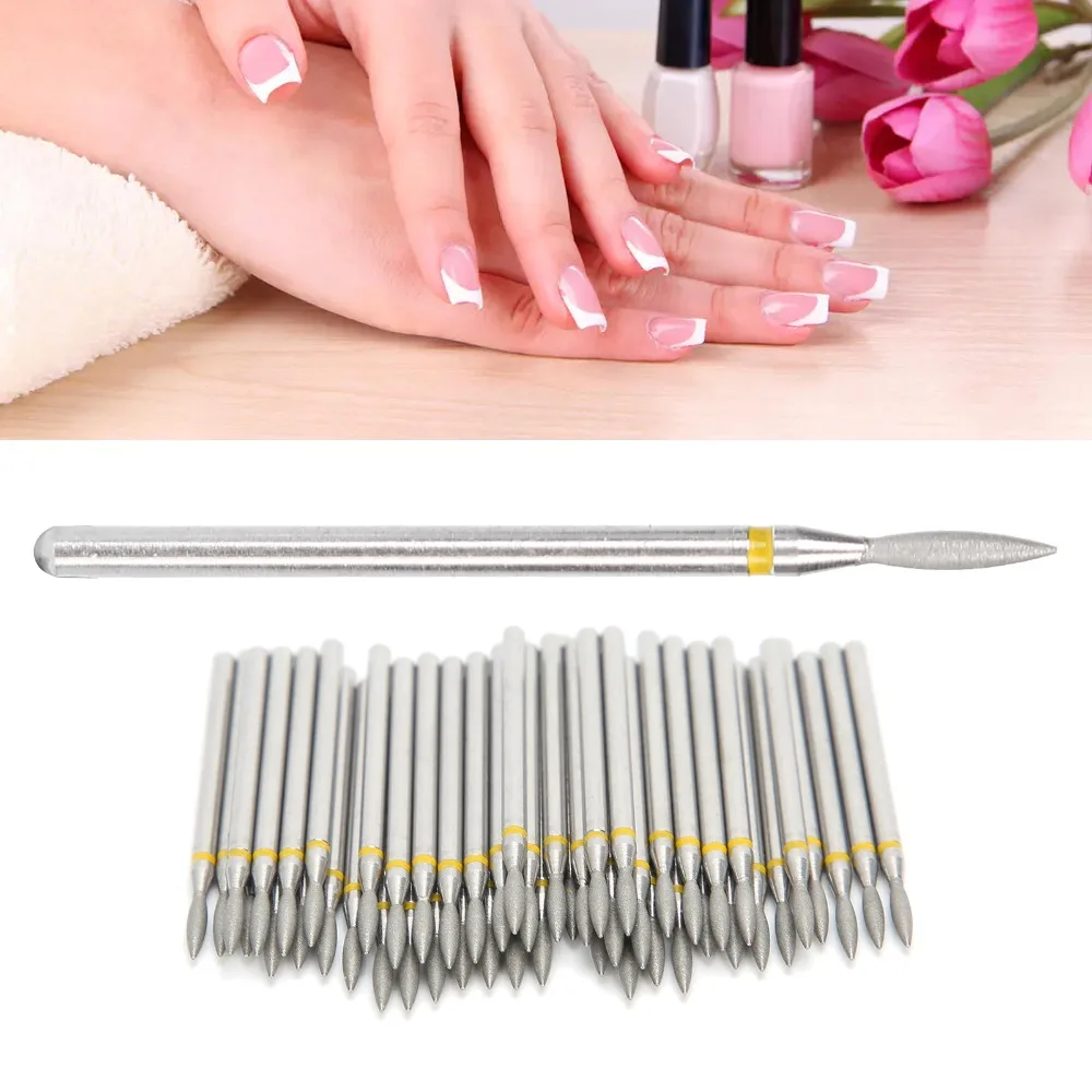 50pcs 1.8mm Shaft Nail Drill Bits Replacement Head Cuticle Bit Nail Polishing Head Cylinder Shape Nail Grinding Head