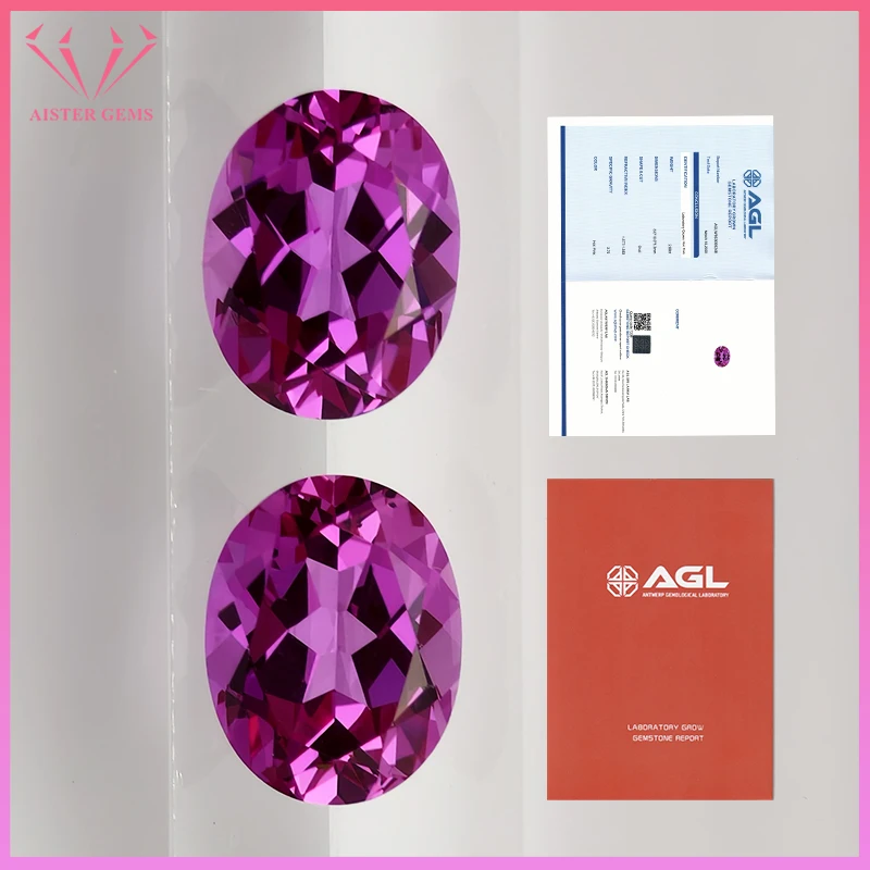 

Выращенный в лаборатории сапфир ярко-розового цвета овальной огранки, свободные драгоценные камни, выращивающие розовый сапфир с сертификатом AGL