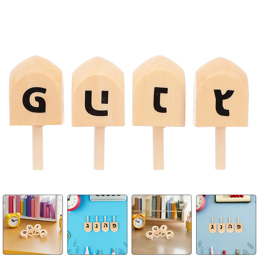 

8Pcs Hanukkah Wooden Dreidels Crafted Spinning Tops for Festive Fun and Family Bonding Mini Dreidels Bulk Dreidel Kit