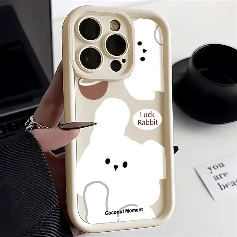 

Soft Liquid Silicone Phone Case For iPhone 13 Case iPhone 11 12 14 15 Pro Max XR XS X 7 8 Plus SE Matte Candy Cute Rabbit Cover