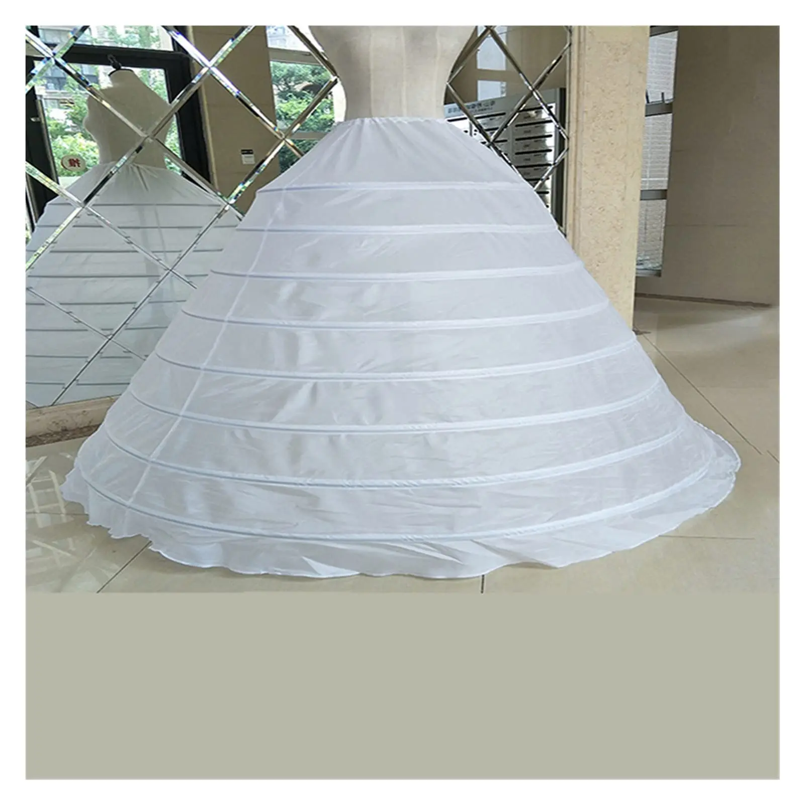 Sensual Looking Fancy Clingy White 8 Hoops Petticoat Crinoline Slip Underskirt for Wedding Dress Bridal Gown