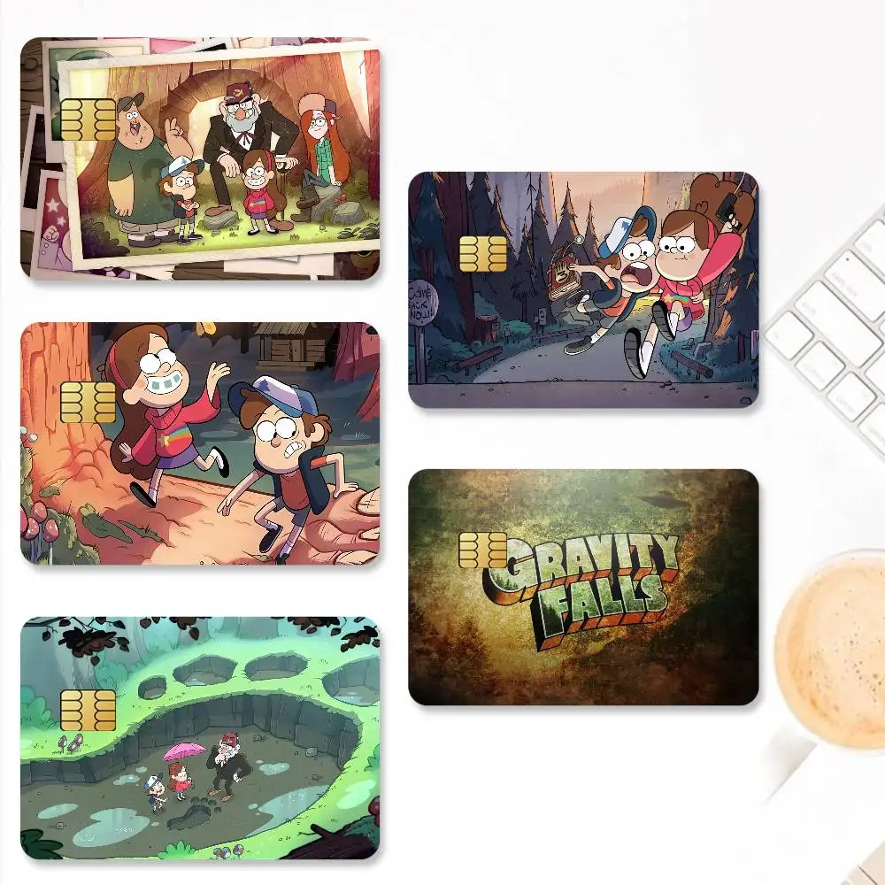 Cartoon G-Gravity F-Falls-S Credit Card Stickers Skin for Bank Debit Decorative Protection 4PCS Decal Anti-scratch Waterproof