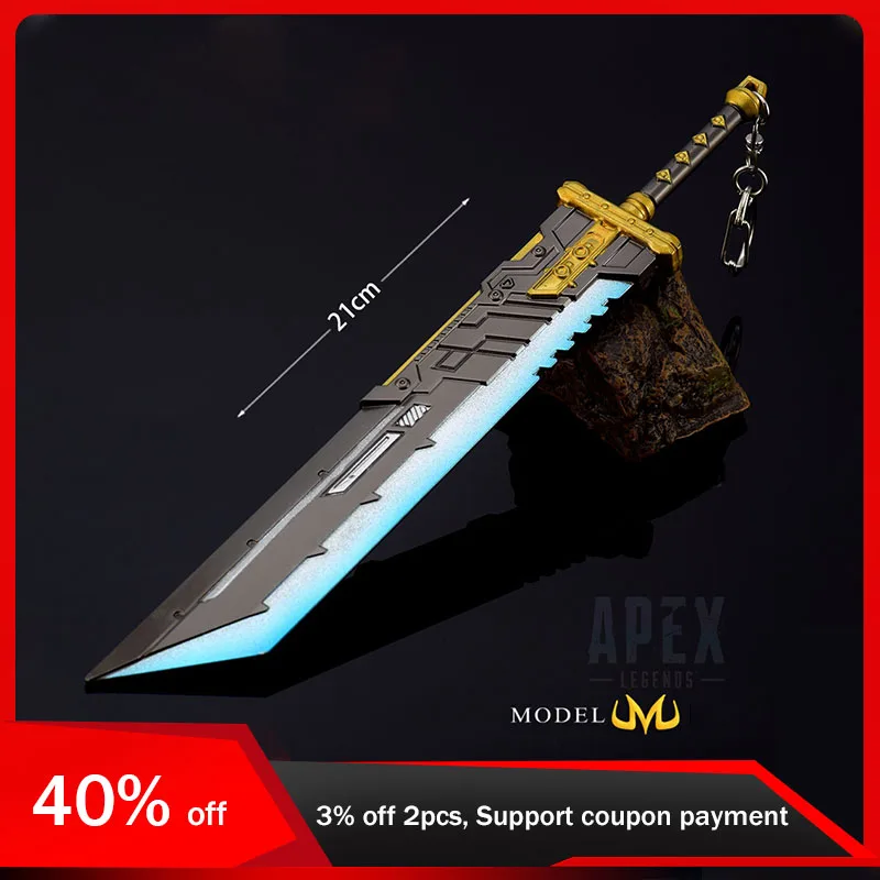 21cm Apex ＆ Fantasy Linkage R5 Destruction Sword Cosplay Keychains All Metal Keyrings Weapon Model Game Peripherals Boys Gifts