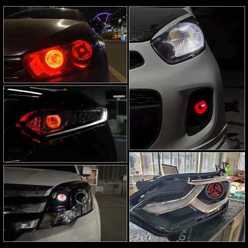 NXY NX62 3 Inch LED Demon Eye 12V 1.5W 8 Mode Red Purple Ice Blue Green Car Headlight Decorative Lamp RGB Angel Eye Retrofit Kit