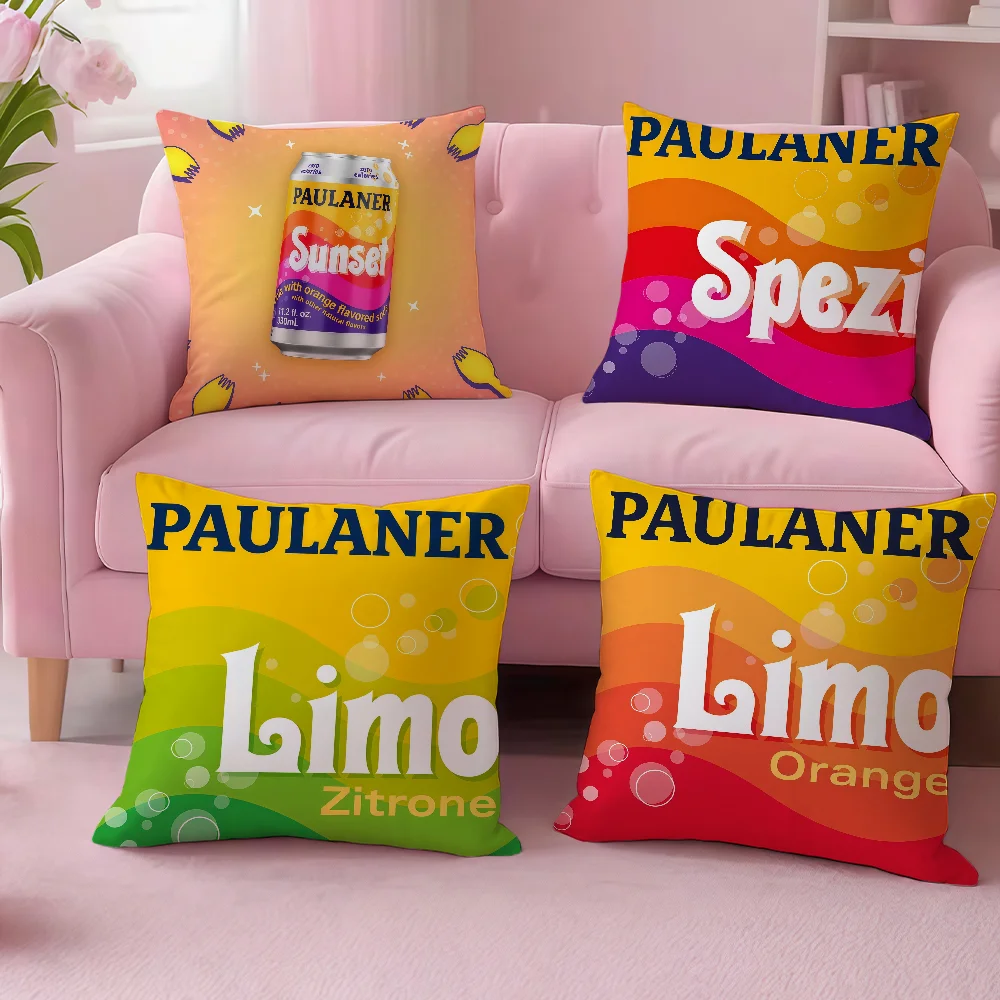 Funda de cojín P-Paulaner Spezi para sofá, coche, oficina, cafetería, funda de almohada con estampado de doble cara suave y cómoda