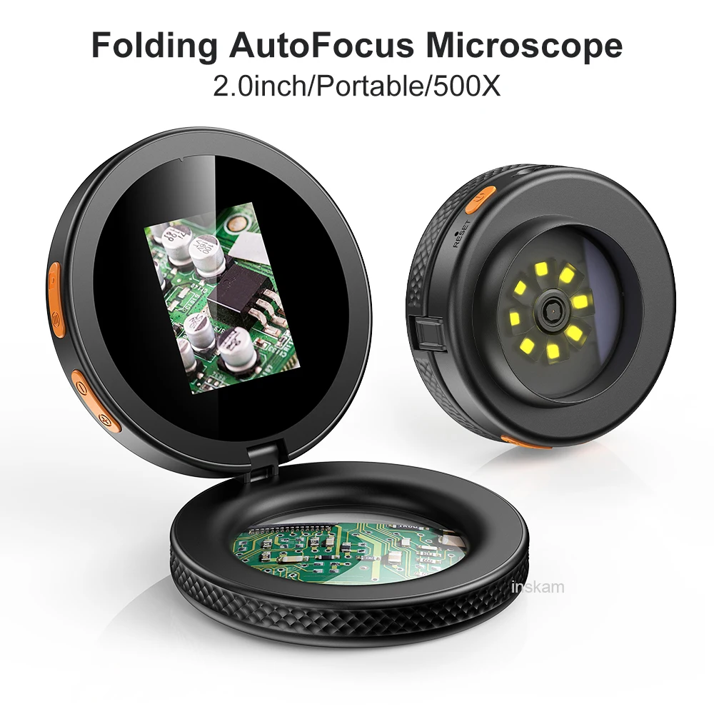500X Autofocus Digital Microscope 1080P Video Coin Microscopio Wiht 8Leds for Electronics Repair Seniors Reading Windows/Mac