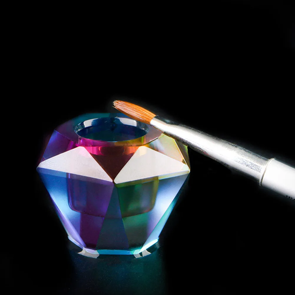 Glass Nail Monomer Dish Octagonal Dappen Bowl with Lid Crystal Cup for Acrylic Nails Liquid Monomer Holder Nail Art Tool