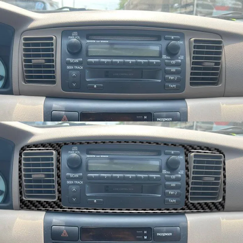 For 03-08 Toyota Corolla Car Interior Modification Carbon Fiber Central Control Air Outlet Decorative Sticker
