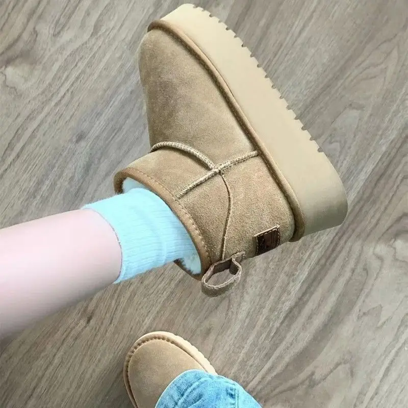 

Women's Thick Bottom Short Snow Boots Winter New Arrival Fleece Lined Warm Cotton Shoes Anti-Slip Rubber Sole Casual Style