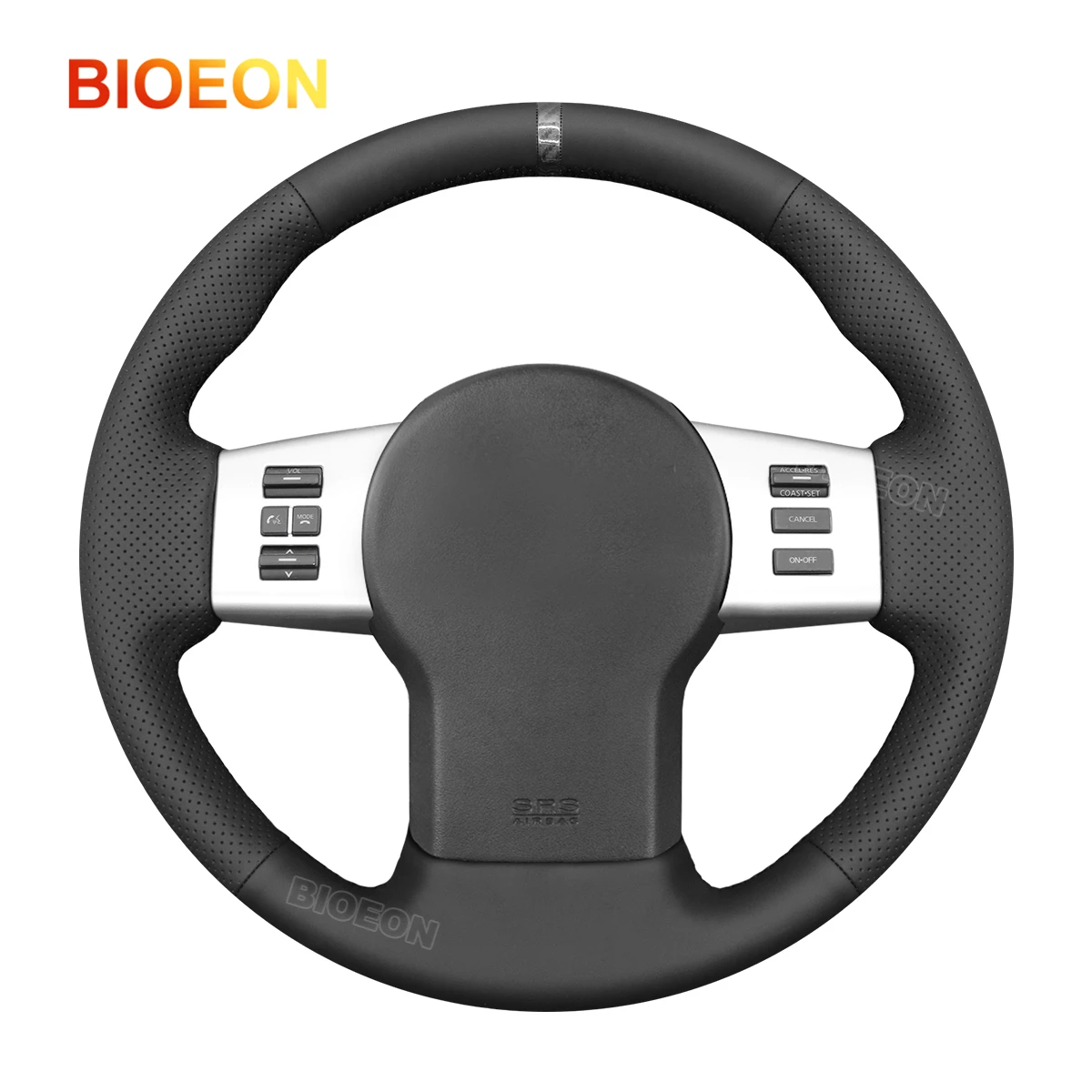 Bioeon Black PU Leather Car Steering Wheel Cover for Nissan Frontier 2005-2021 / Pathfinder 2005-2012 / Xterra 2005-2015