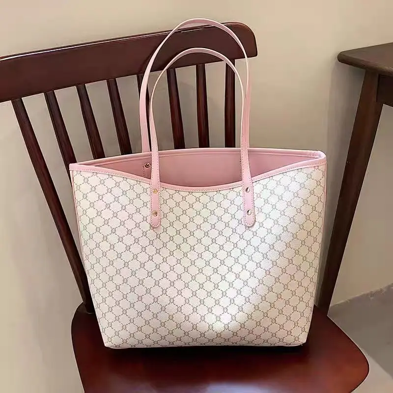 2 Pcs/set Luxury Design Tote Bag For Women Large Capacity Handbag Fashion Printing Shoulder Bag Trendy New Shopping Bag Purse