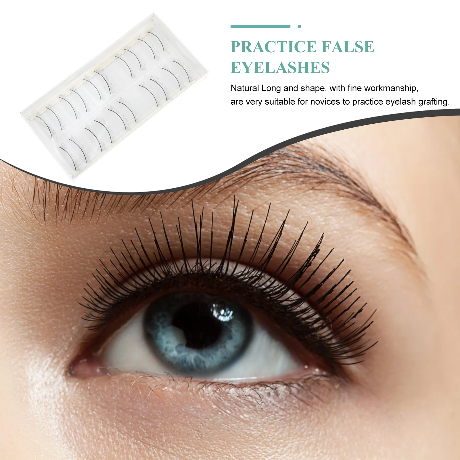 

Practice Eyelashes 10 Pairs Long Shape Durable Fiber Training Lashes for Mannequin Grafting Beauty Salon Extensions Kit