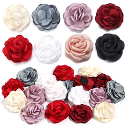 3Pcs/Lot 5cm Satin Fabric Flowers Handmade Burned Edge Camellia Flower For DIY Sewing Crafts Clothing Accessories Wedding Decor