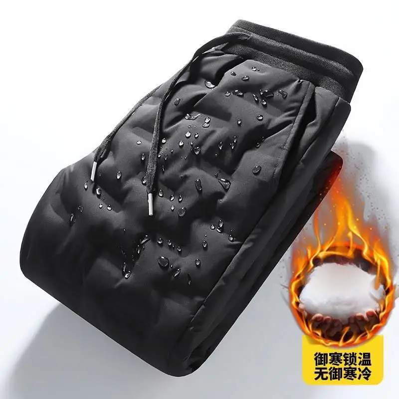 

Winter Men's Warm Pants, Thickened High Waisted for Slimming, Worn Outside with Sports Cotton Pants