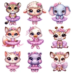 15cm Cute Dance Animal Princess Iron On Heat Transfer Sticker For Clothes Pinted Vinyl Thermal Appliques Washable T-Shirt Decal