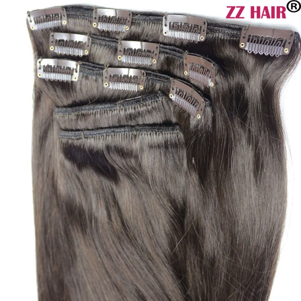 ZZHAIR Clips In 100% Human Hair Extensions 16"-24" Machine Made Remy Hair 7Pcs Set 100g-140g  Full Head Straight Natural