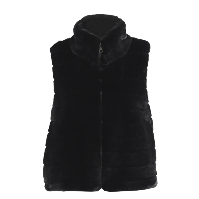 Autumn Winter Warm Fur Vest Women's Fuzzy Fluffy Sleeveless Waistcoat Zipper Faux Fur Jacket Quilted Tops Design Outerwear Trend