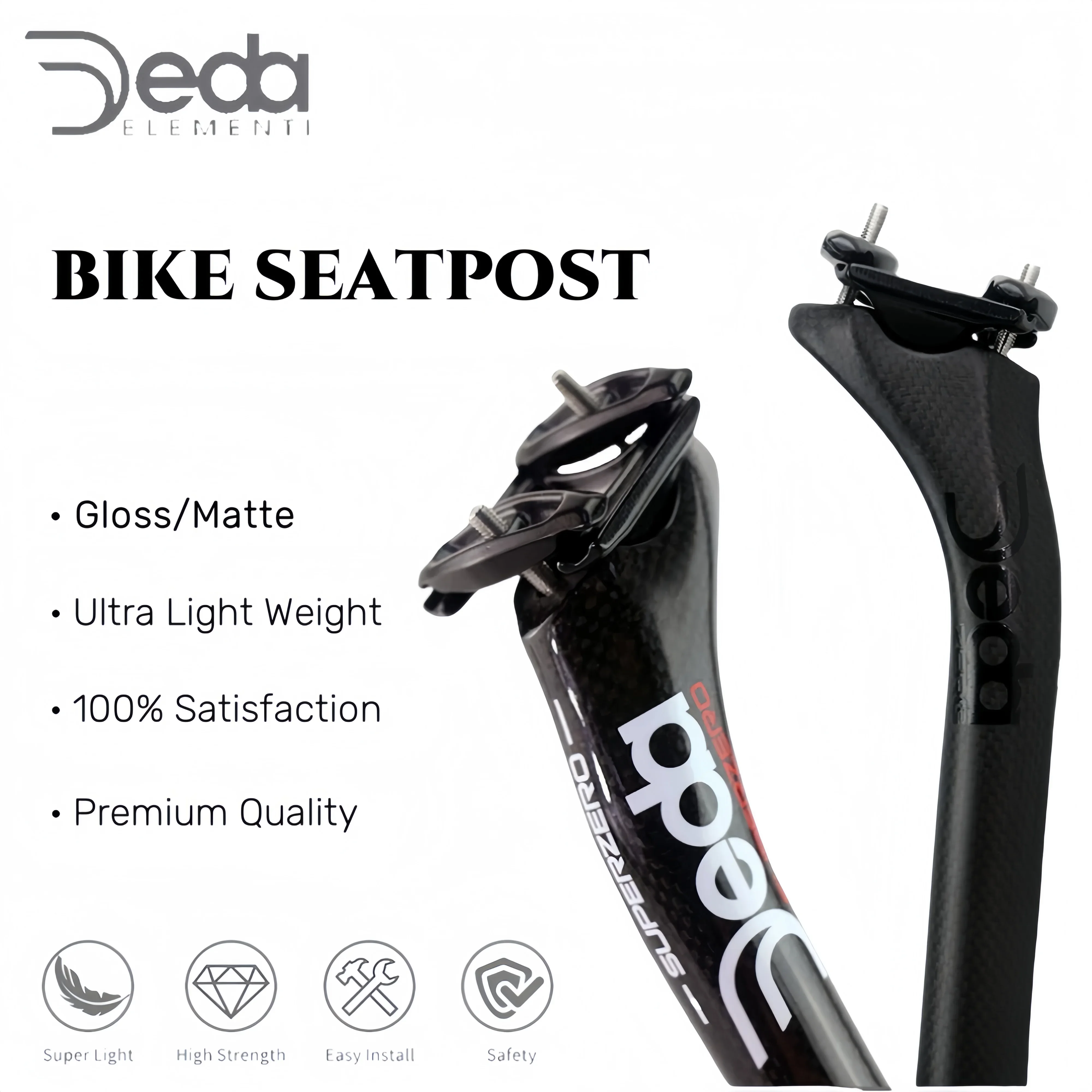 

Подседельный штырь DEDA Full Carbon Super Zero, 20 градусов, черный матовый дорожный/MTB, подседельная трубка, часть велосипеда
