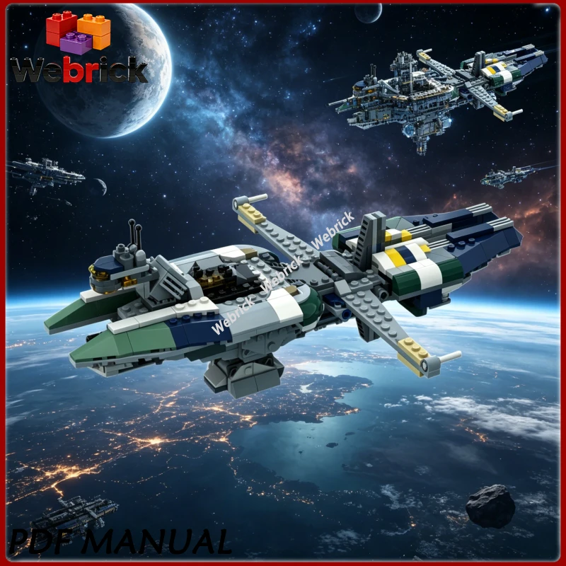 

Vintage Military Space Cruiser Bricks Classic Sci-Fi Battleship Detailed Assembly Gift for Space Hobby Collectors 478PCS
