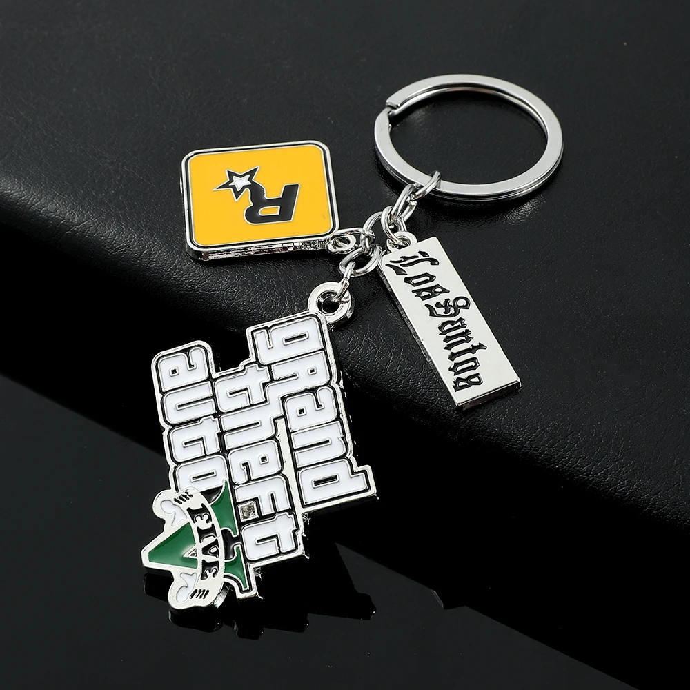 Game Grand Theft Auto 5 Keychain Men Fans Letter Key Chain Grand Theft Auto Rock Star Keying Key Buckles Car Accessories