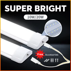 LED Tube Light Fixture, Strip Lights, Lamp Bar, Iluminação, Cozinha, Sala de estar, Armário, Quarto, Sala de estudo, 85-265V, 10W, 20W