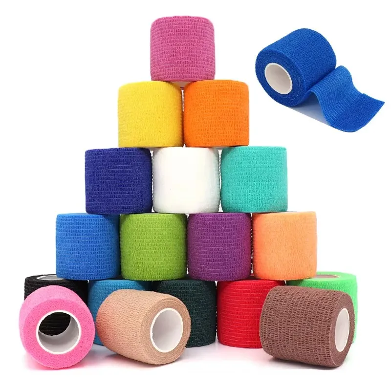

6/12/24pcs 5*4.8m Athletic Wrap Tape Self Adhesive Elastic Bandage Sports Protector Knee Finger Wrist Pet Shoulder