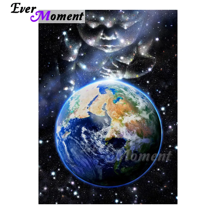 

Алмазная картина Ever Moment, украшение «Земля, ребенок, Вселенная», для дома, вышивка крестиком, полная квадратная дрель, алмазная вышивка ASF1080