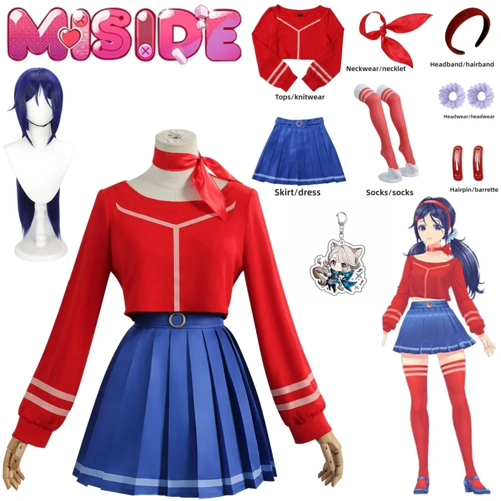 Anime Horror Game MiSide Cosplay Mita Мита Costume JK School Uniform Cute Mila Dress Lolita Wigs For Halloween Girls Woman