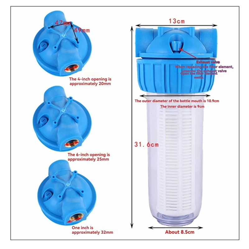 BAAG-Household Water Purifier Pre-Filter Bottle Copper Thread Interface Transparent Filter Bottle Pipeline
