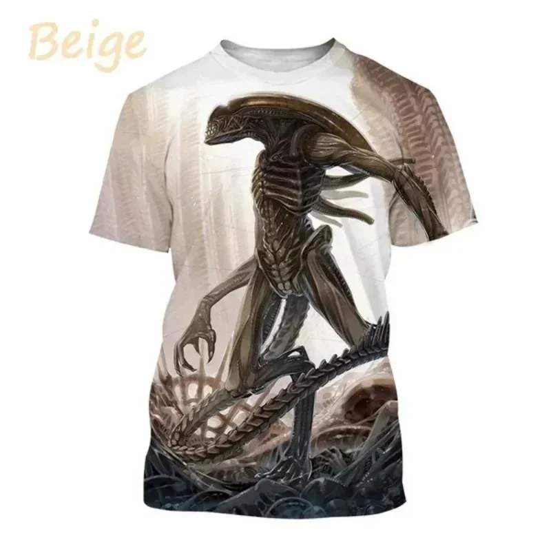Aliens Theme Full Print Short-Sleeve T-Shirt Sci-Fi Movie Peripheral Casual Round Neck Top