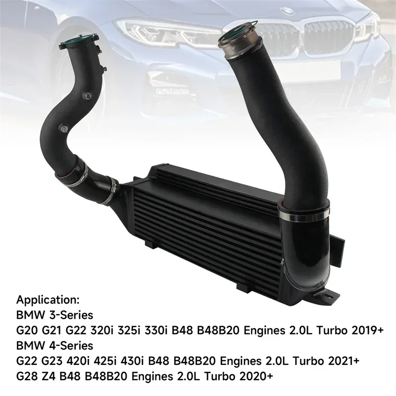 Intake Turbo Charge Pipe+Intercooler Kit For BMW 3-Series G20 G22 G28 Z4 B48 320I 325I 420I 2019+ 2.0L Black