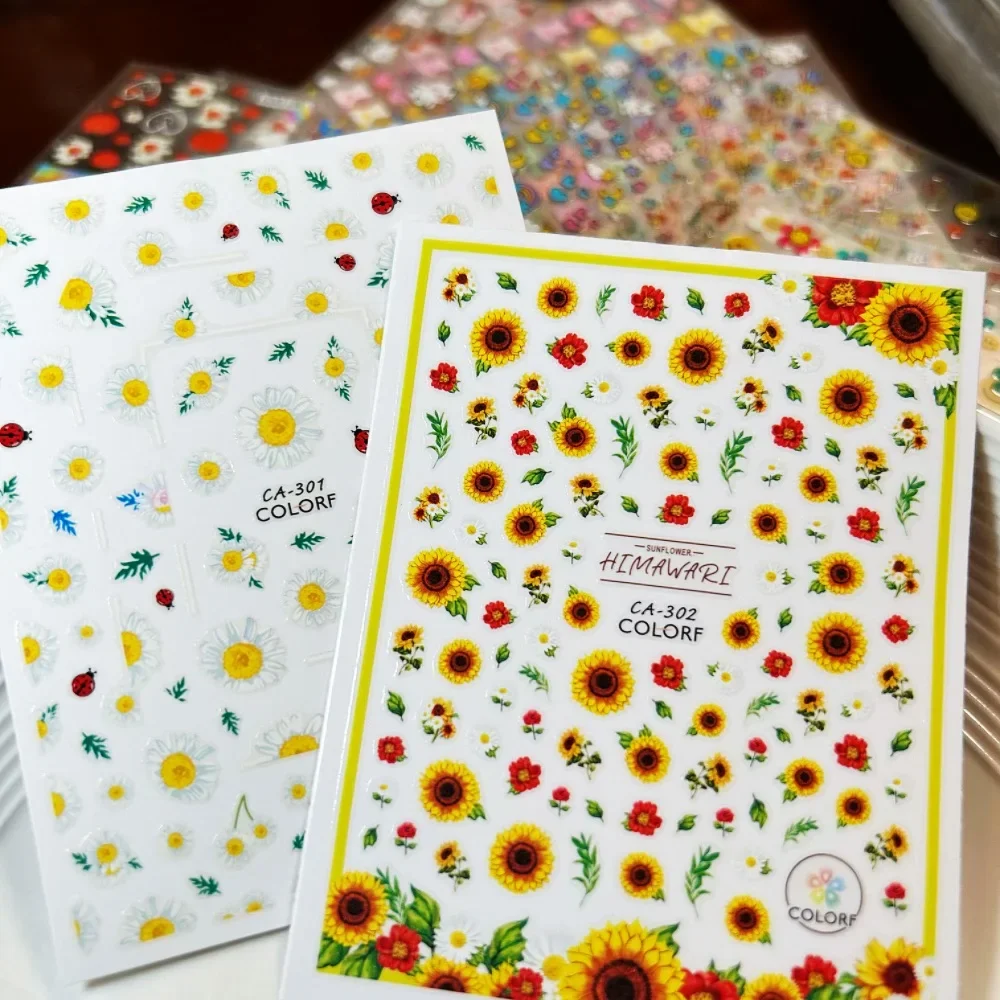 

1Pc Sun Flowers Nail Sticker Nature Leaves Stickers Nail Art Decoration DIY Press On Nails