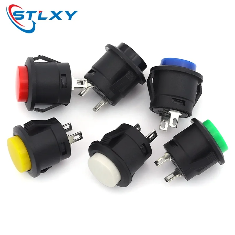 Stlxy 2Pcs R13-507 16mm Momentary Normally Open Push Button Switch OFF-(ON) Plastic Snap-In for Electronics