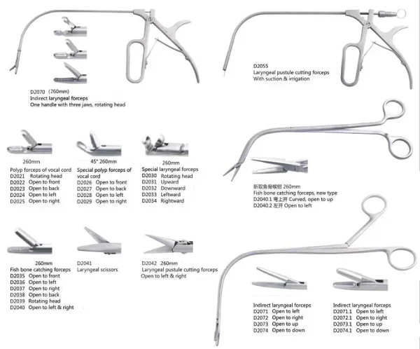 Pinzas de pesca laríngea quirúrgicas profesionales