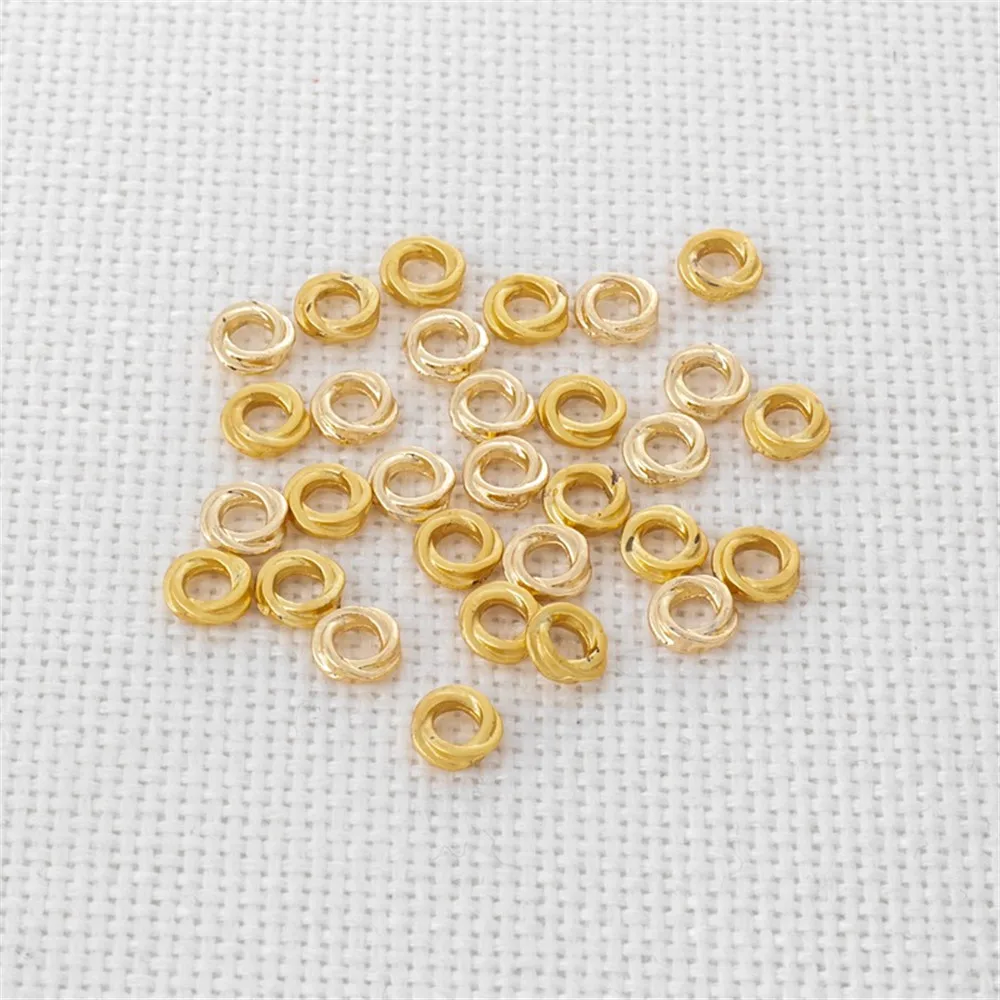 18K Gold Color Retaining Accessories, Fried Dough Twists, Torsion Ring Spacer, 4mm Spacer, 6mm, Big Hole, Ancient DIY Jewelry