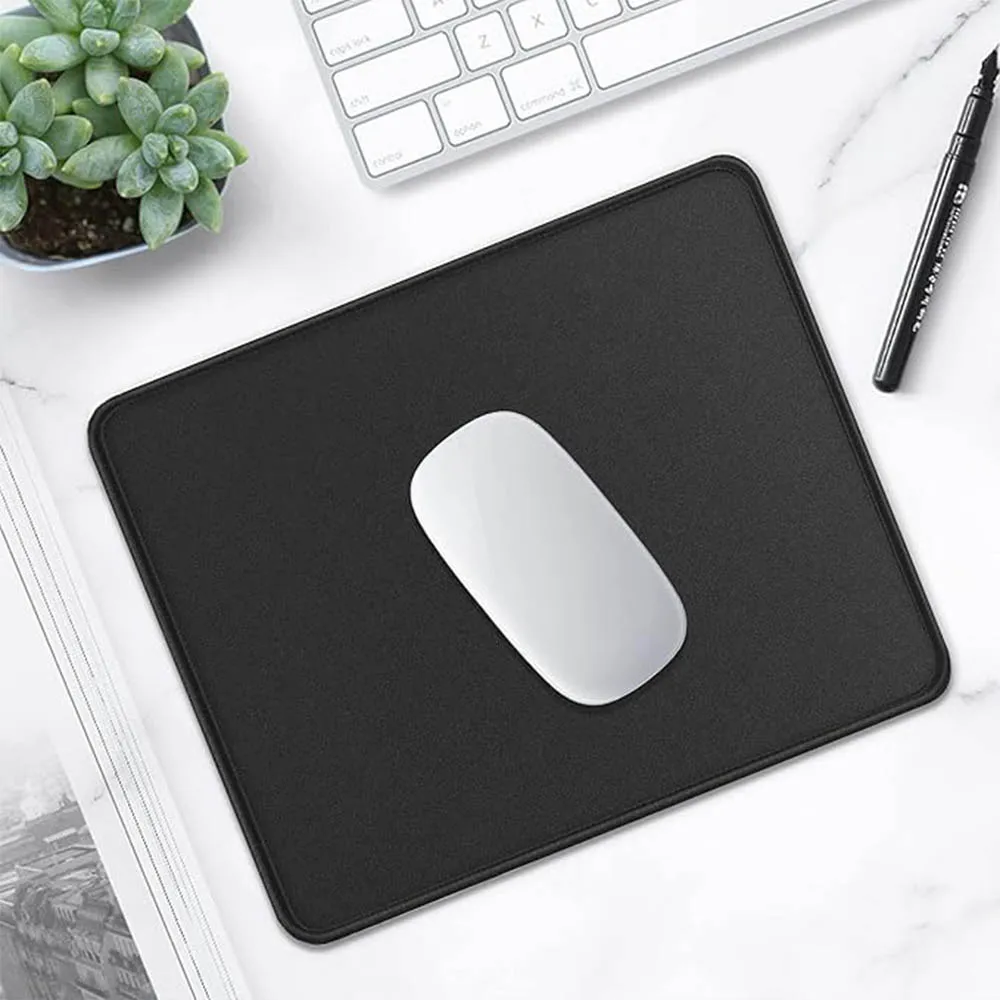Pure Black Mouse Pad Large Size Universal Desktop And Laptop Computer Business Office Gaming Non-Slip Stitched Edge Mouse Pad