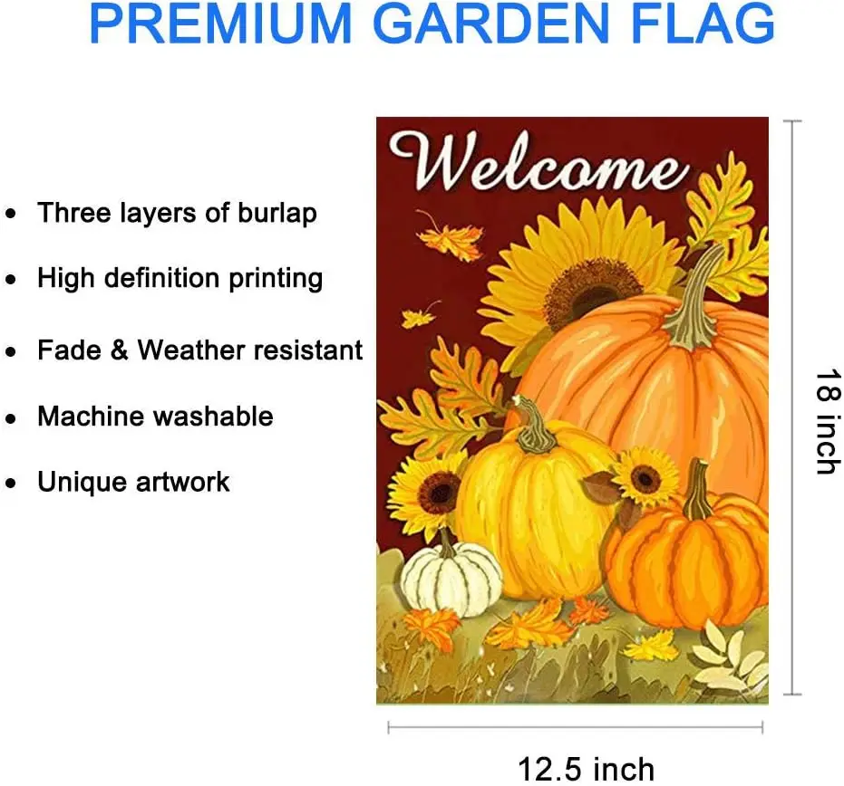 ترحيب اليقطين سقوط حديقة العلم 12.5x18 - الخريف عباد الشمس الحصاد حديقة العلم الزخرفية مزدوجة الوجهين العلم ل FFI الموسمي