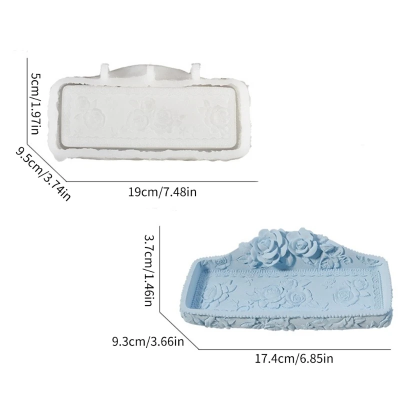 Silicone Rose Embossing Tray Mold Earring Tray Moulds Dish Crafting Molds
