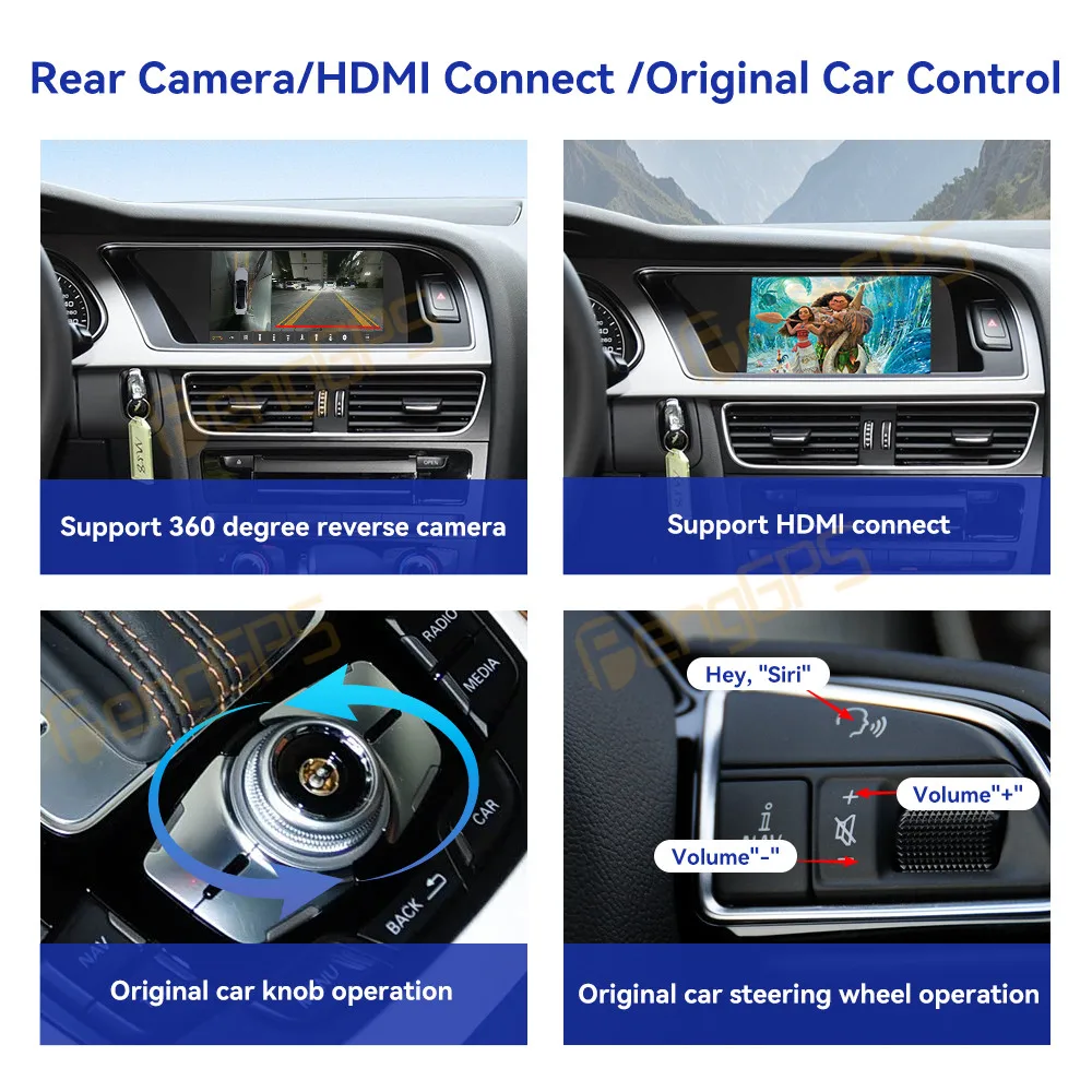 Wireless CarPlay Android Auto MMI Interface For Audi A4 B8 A5 Q5 2008-2016 with AirPlay Mirror Link Functions Reverse Camera