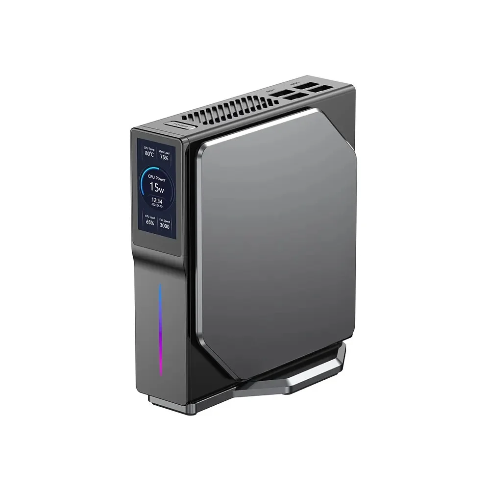 

S1 LCD SCREEN Rgb Mini PC with Screen Intel Alder Lake-N95 16GB DDR4 512 M.2 SSD Vertical Computer for Home/Office.