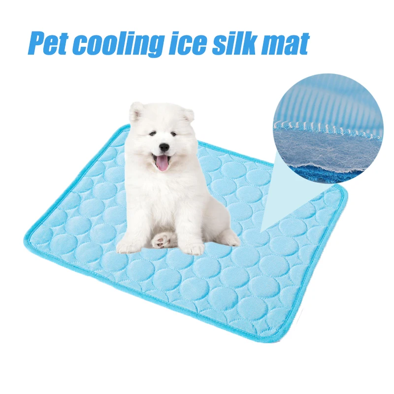 Pet Summer Cat Cushion Breathable Cooling Ice Silk Sleeping Cushion Mesh Bottom Large and Small Dog Household Portable Dog Bed