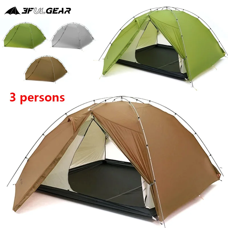 

3F UL GEAR TaiJi3 2-4 Person Tent Double Layer Ultralight Outdoor Climbing Hiking 3/4 Season Tent 15D/20D Nylon Waterproof Tents