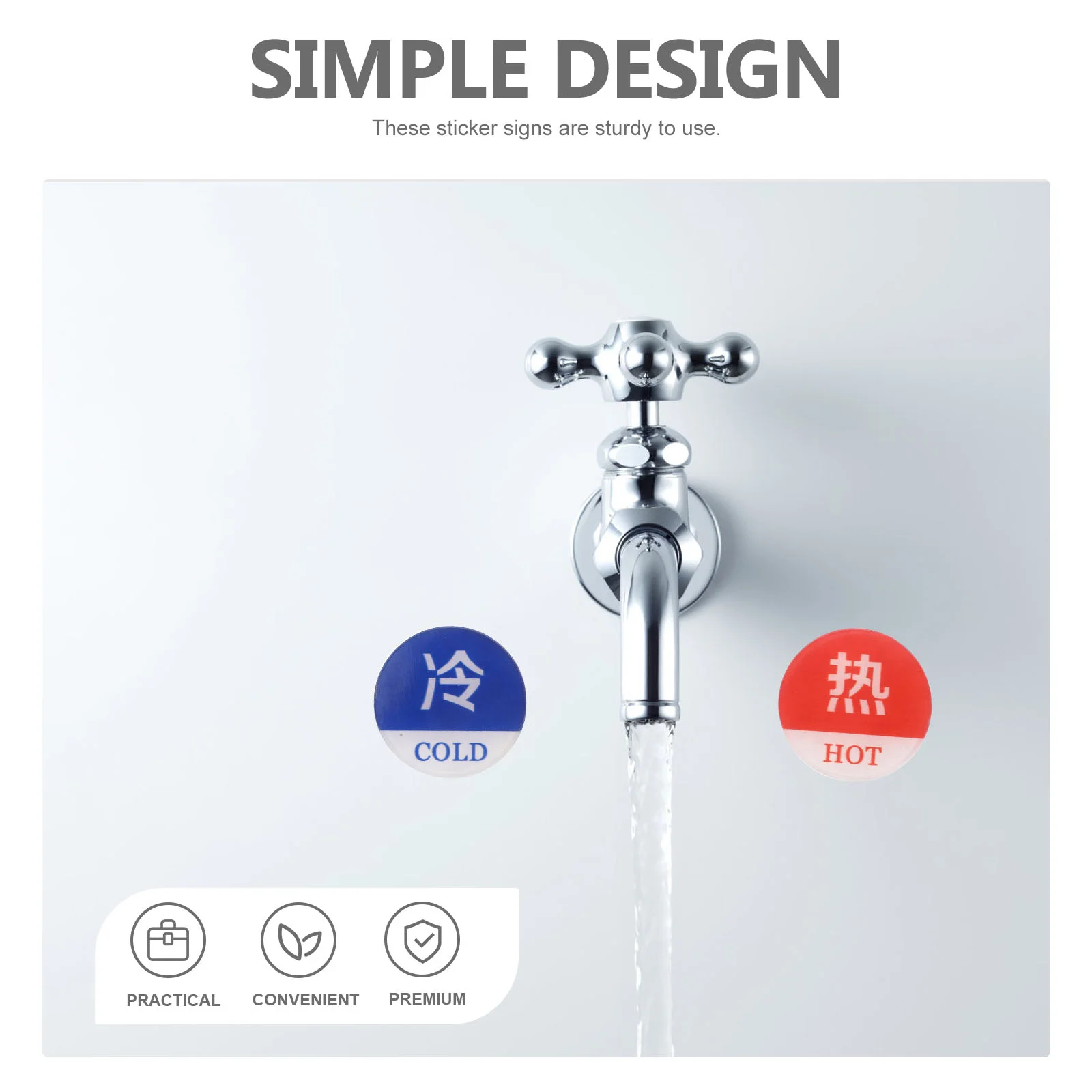 Hot and Cold Water Signs Decal Stickers for Cars Shower Indicator Faucet Label Decorate Acrylic Travel Small