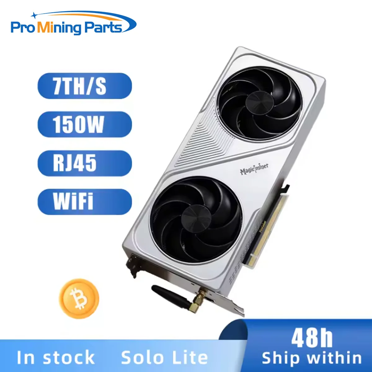 

Magicminer BG02 7TH/s 150W Low Power Bitcoin Miner Solo Lucky Miner SHA-256 Graphics Card Mining Lottery Machine Multi-Coin