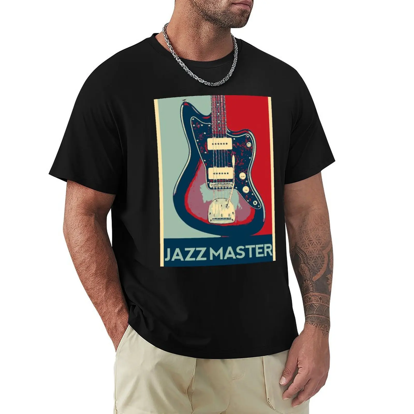 

jazzmaster electric guiatr in Poster style T-Shirt shirts graphic tees vintage anime shirt big and tall t shirts for men