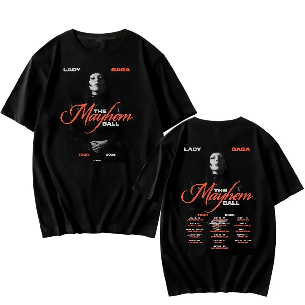 

Леди Гага The Mayhem Ball Tour 2025 Женская и мужская футболка с круглым вырезом и коротким рукавом Футболка для фанатов Сувенирный подарок Лучшие тенденции Креатив