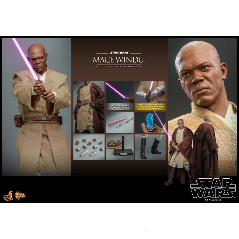 

In Stock Original HotToys MMS681 Star Wars Mace Windu 1/6 Animation Action Figure Toy Gift Model Collection Hobby