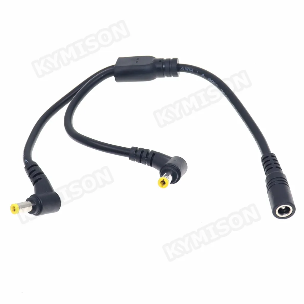 18awg dc 5.5mm * 2.5mm potência 2 macho para 1 fêmea maneira divisor adaptador conector cabo 12v para câmera cctv luz de tira led
